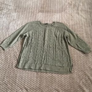 Loft 3/4 Length Sleeve Green Sweater L Like New
